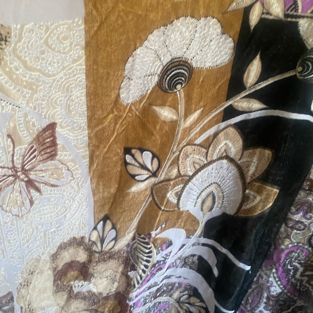 Chicos Burn-out‎ Velvet Kimono O/S Abstract Floral Colorful Boho Art To Wear - Picture 9 of 12